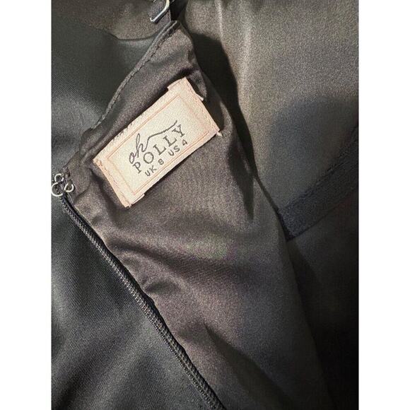 Oh Polly Black Satin Midnight Romance Mini Dress Size 4 - Picture 9 of 9